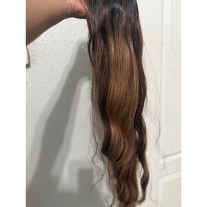 NEW 28 inch Long wavy ombre caramel glueless wig